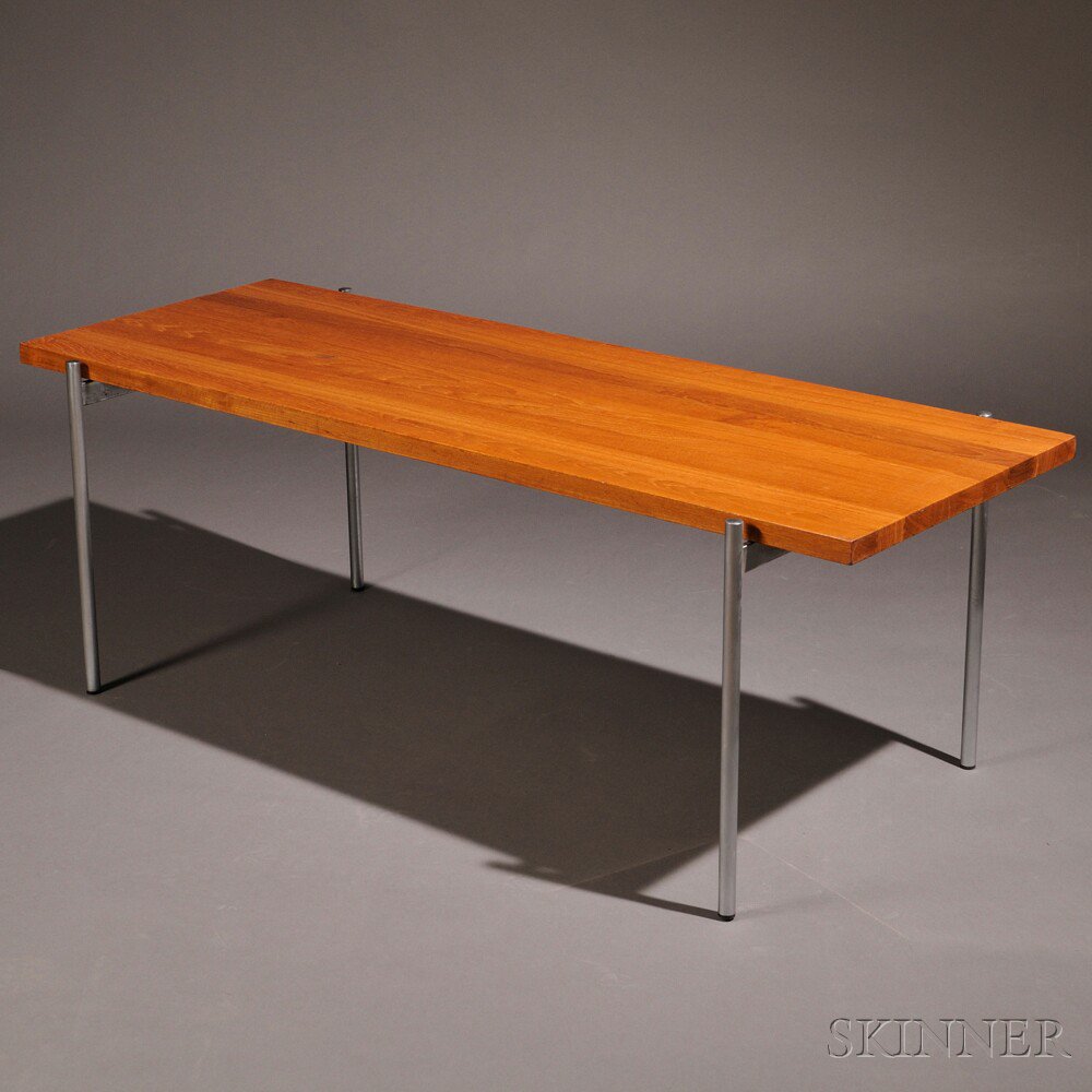 Appraisal: Fritz Hansen Coffee Table Hardwood and stainless steel Denmark mid-