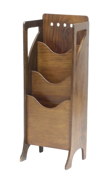 Appraisal: An Art Nouveau hardwood waterfall three section bookcase on splayed