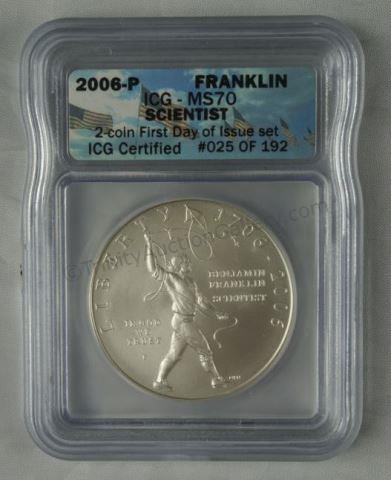 Appraisal: Benjamin Franklin Silver Scientist First Day Issue Commemorative of -