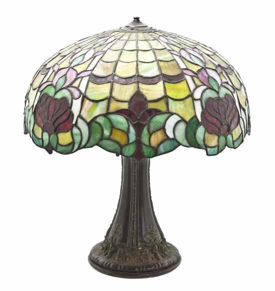 Appraisal: An American Leaded Glass Shade of domed form with stylized