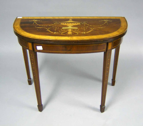 Appraisal: George III style inlaid card table h w