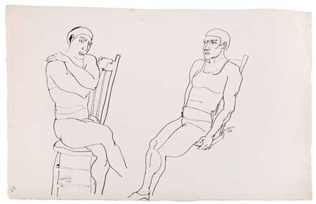 Appraisal: WALT KUHN Two pen and ink drawings of circus acrobats