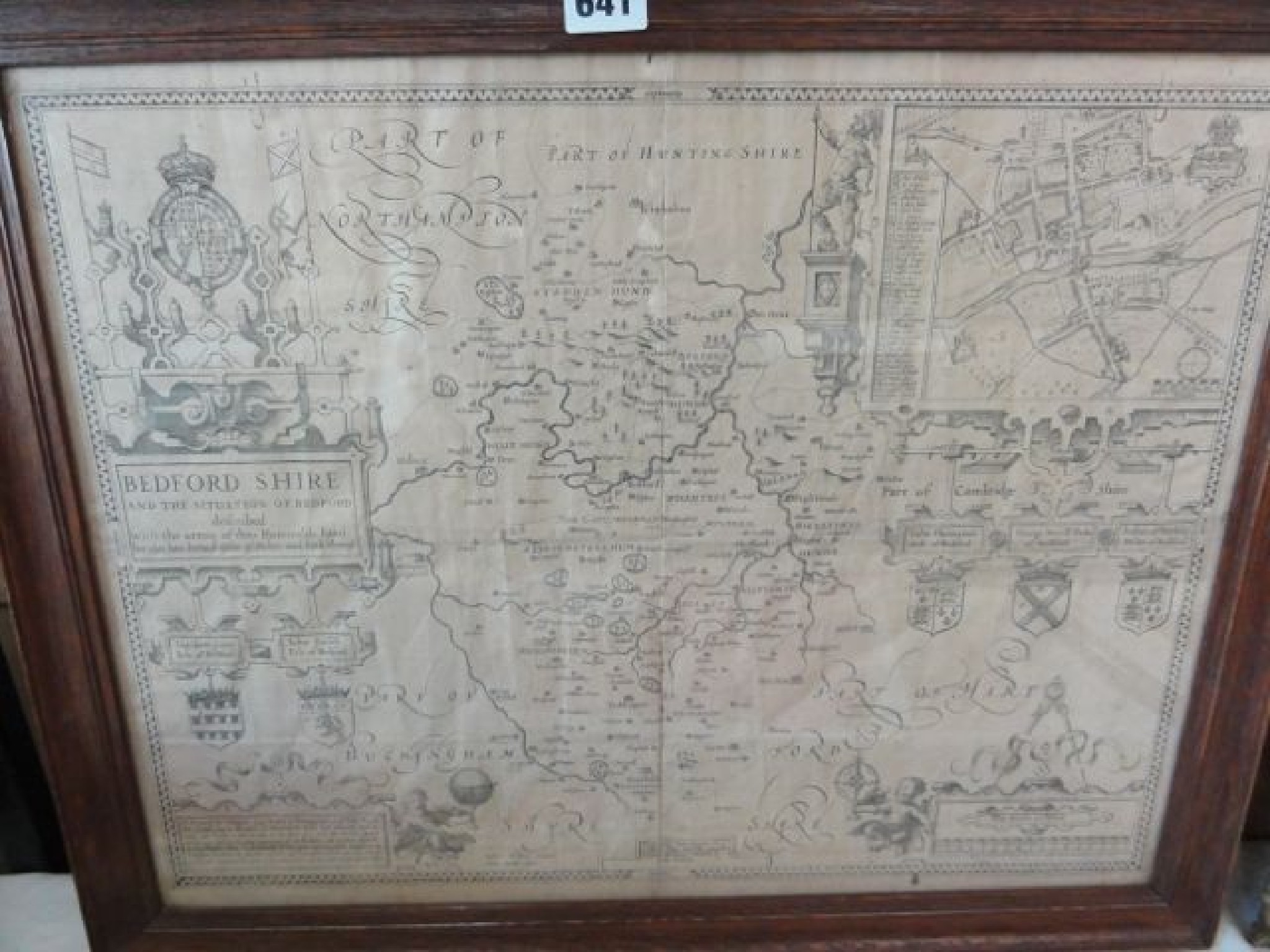 Appraisal: A black and white engraved map of Bedfordshire after John