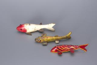 Appraisal: Three Fish Decoys Three Fish Decoys and in long As