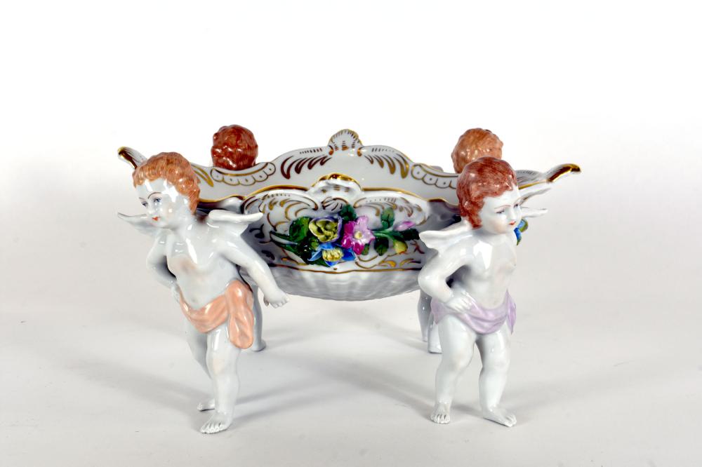 Appraisal: GERMAN PORCELAIN CENTERPIECE th Century marked Dresden With a shaped