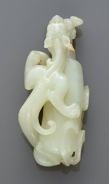 Appraisal: A white jade carving as a snuff bottle th th