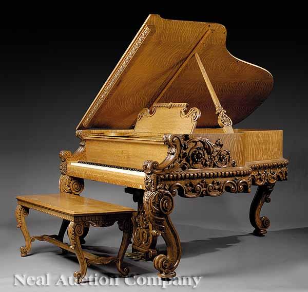 Appraisal: A Steinway Sons Carved Tiger Oak Grand Piano Model A