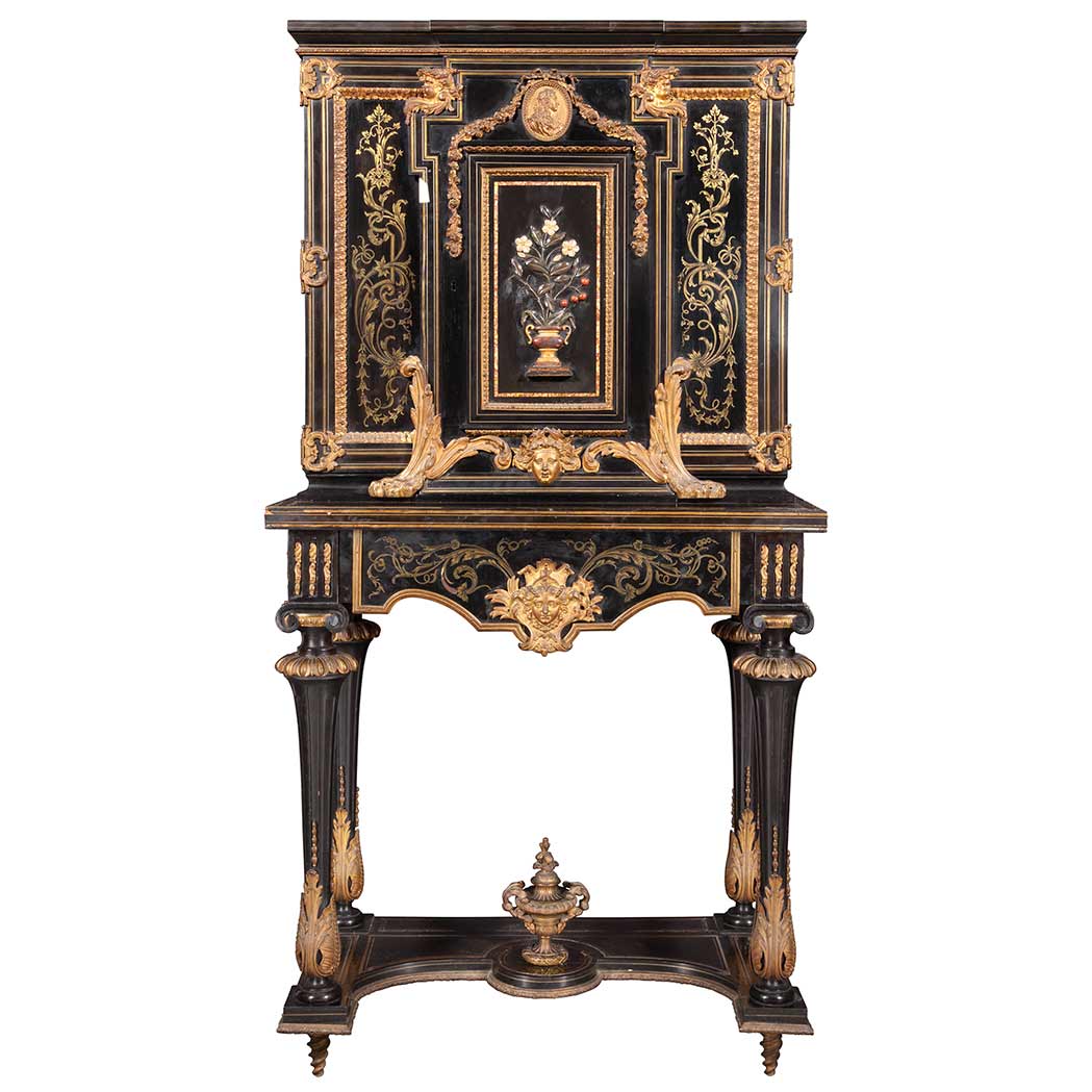 Appraisal: Louis XIV Style Gilt-Metal Gilt-Bronze and Pietra Dura Mounted Brass