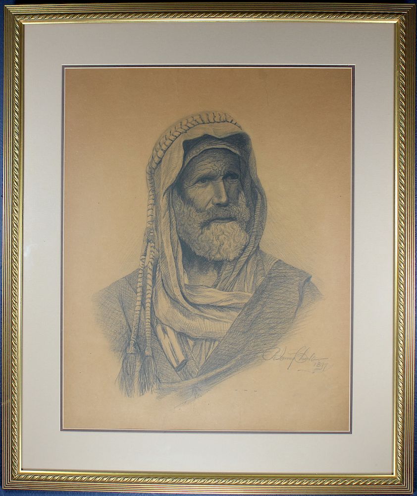 Appraisal: Portrait of an Orientalist Man Signed Portrait of an Orientalist