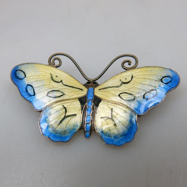 Appraisal: Norwegian Sterling Silver And Enamel Butterfly Brooch cm length