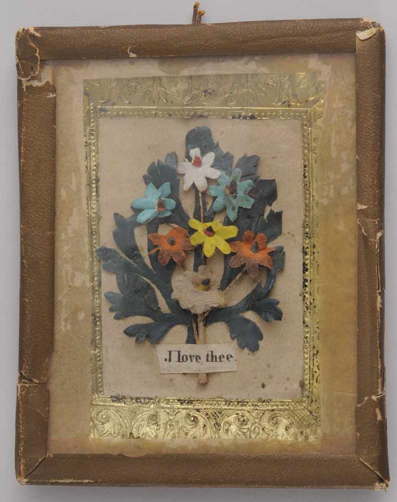 Appraisal: THREE TH C CUT AND PAINTED PAPER VALENTINES Each with