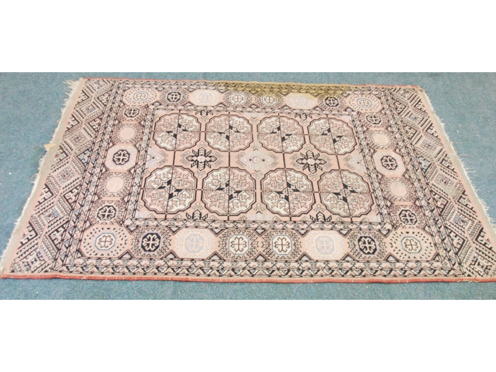 Appraisal: TURKOMAN BOKHARA SEMI ANTIQUE RUG with two rows each of