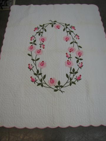 Appraisal: Vintage Applique Quilt full size tulip motif applique