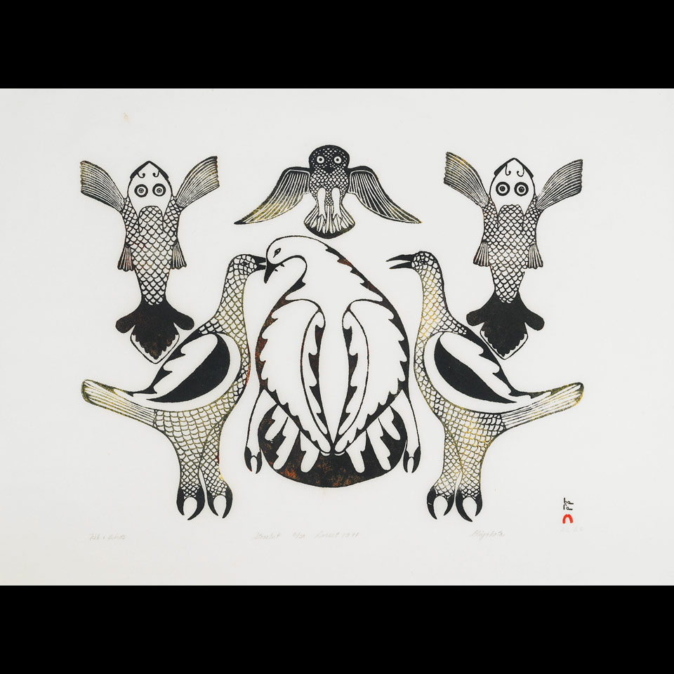 Appraisal: ELIYAKOTA SAMUALIE - E - Cape Dorset FISH AND BIRDS