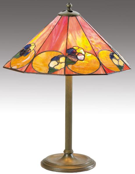 Appraisal: DUFFNER KIMBERLY Table lamp with a faceted leaded-glass shade in