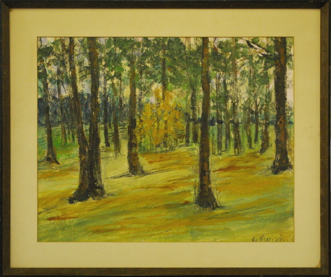 Appraisal: American School th Century Trees in Forest oil on canvas