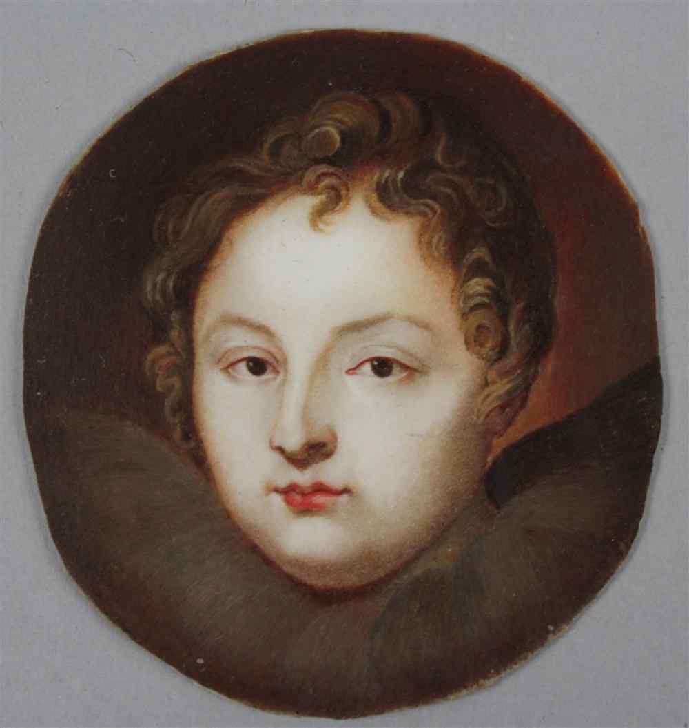 Appraisal: EARLY PORTRAIT MINATURE IN ELIZABETHAN COSTUME Watercolor on ivory x