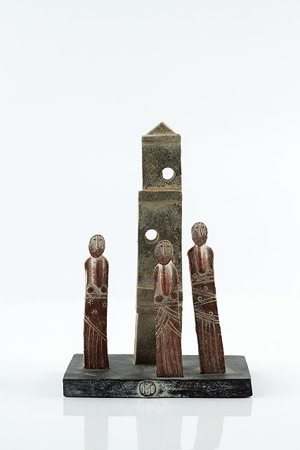 Appraisal: John Maltby British b Three Figures and a Towerimpressed potter's