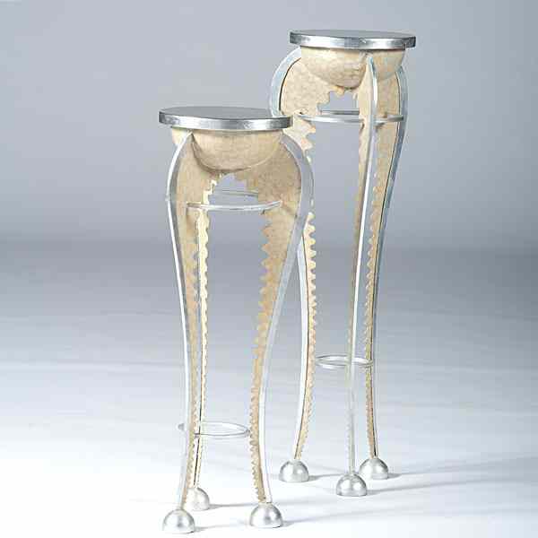 Appraisal: Contemporary Pedestals Two mixed metal pedestals having tapered legs rising