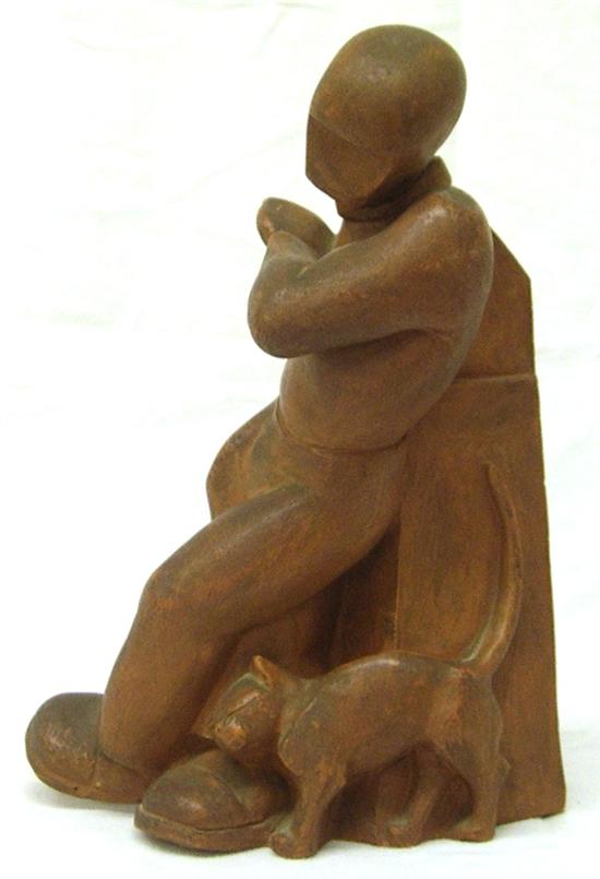 Appraisal: Ingrid Fetz American - terracotta sculpture of a man glancing