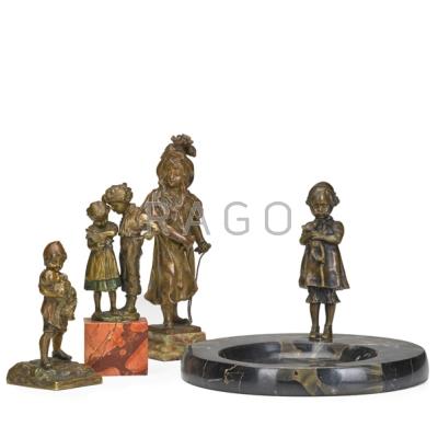 Appraisal: CONTINENTAL FIGURAL BRONZES Four children early th c girl with