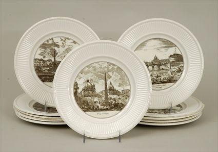 Appraisal: Eleven Wedgwood Transfer-Printed Plates with Views of Rome in diam