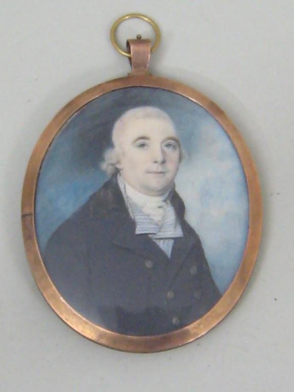 Appraisal: ENGLISH SCHOOL CIRCA Portrait miniature of a Gentleman half-length wearing