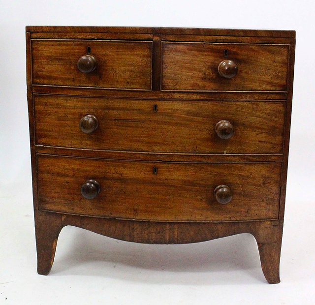 Appraisal: A SMALL SIZED TH CENTURY BOW FRONTED CHEST OF TWO