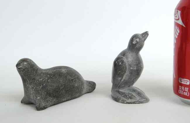 Appraisal: Lot two Inuit Eskimo stone sculptures including stylized bird ''