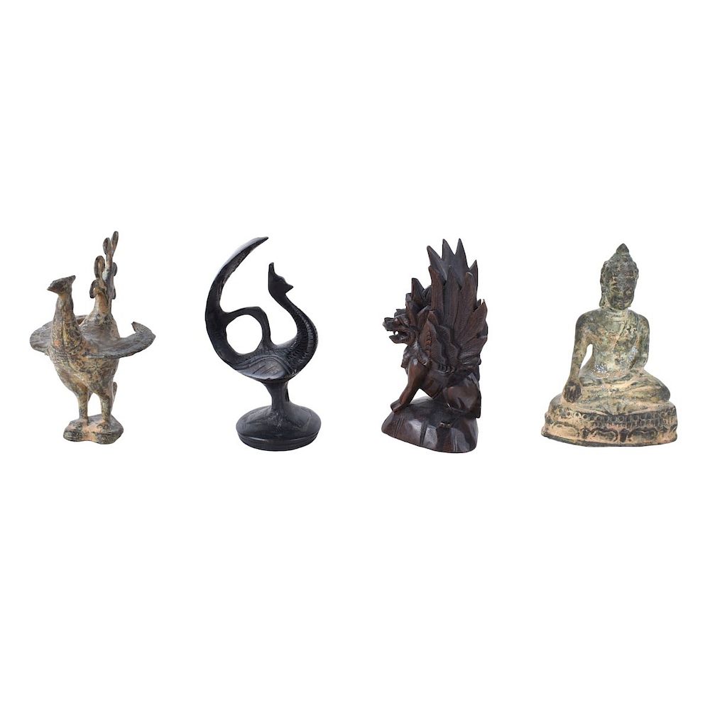 Appraisal: Antique Sculptures Grouping of Four Antique Sculptures Includes two Burmese