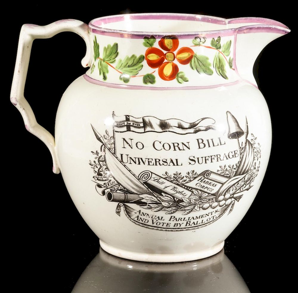 Appraisal: A LUSTRE JUG PETERLOO MASSACRE AND CORN BILL s A