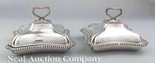 Appraisal: A Pair of Small English Silverplate Covered Entr e Dishes