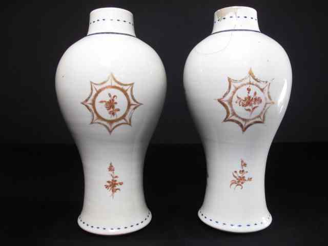 Appraisal: Pair of Chinese export painted ceramic vases Circa handpainted with