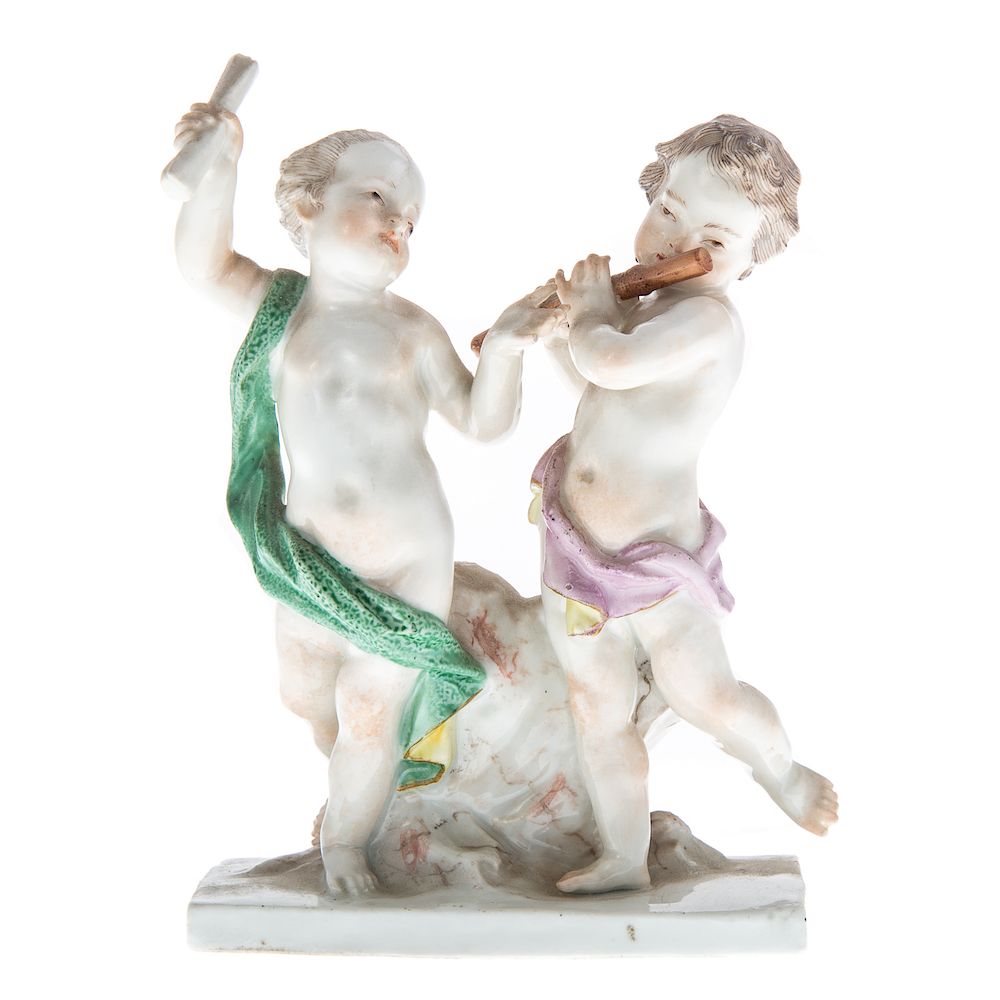 Appraisal: Meissen porcelain musical putti group second half- th century putto