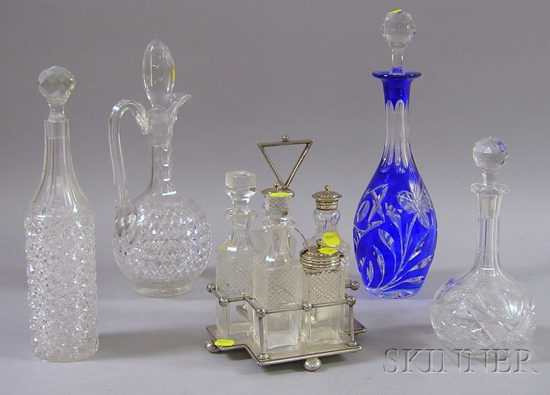 Appraisal: Four Cut Glass Decanters and a Set of Five Colorless