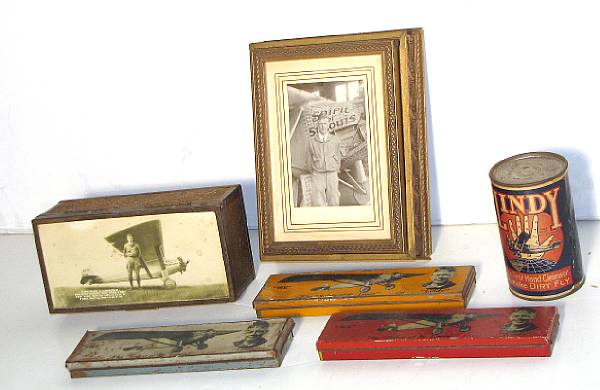 Appraisal: Staged grouping of Lindbergh Tin lithographed pencil cases various colors