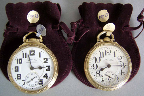 Appraisal: Two Hamilton railway special K gold filled pocket watches