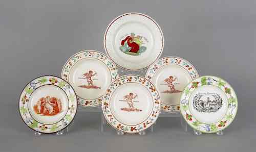 Appraisal: Six Staffordshire plates th c three inscribed Innocent Mirth one