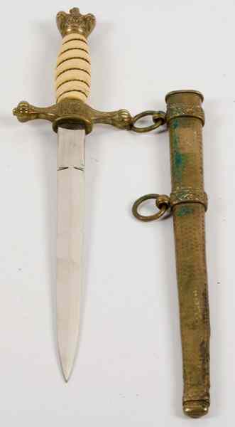 Appraisal: German WWII Navy Dagger Pebbled Scabbard This '' plain blade