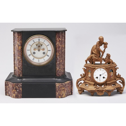 Appraisal: A French giltmetal mantle clock late th c with bell