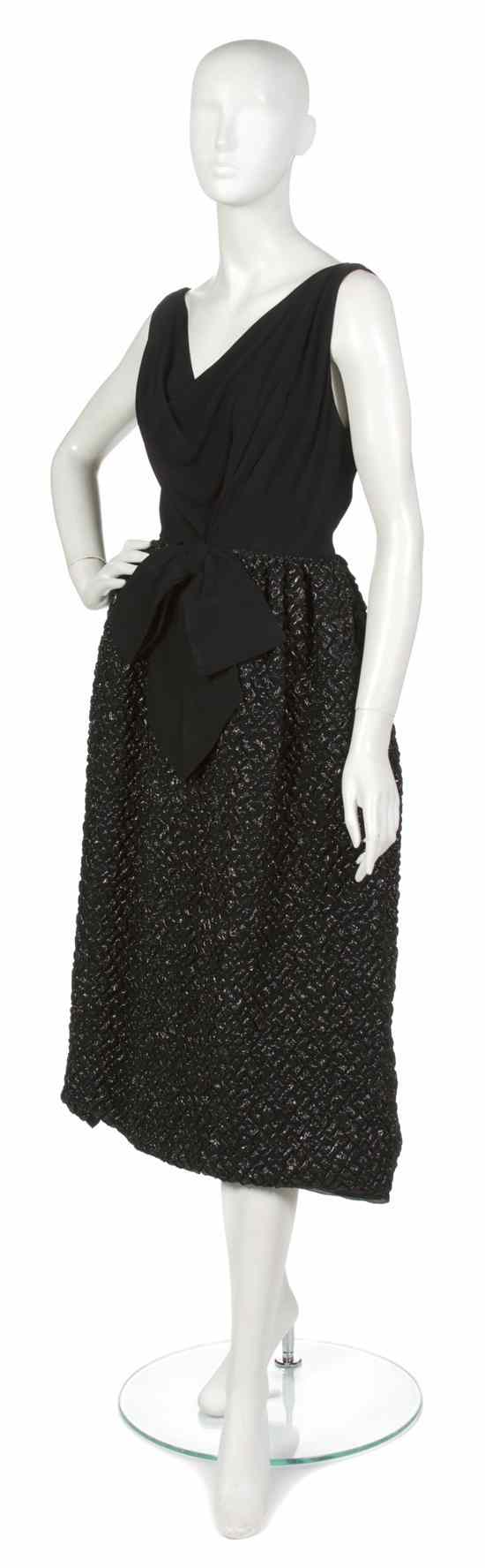 Appraisal: A Maurice Rentner Black Cocktail Dress s silk bodice metallic