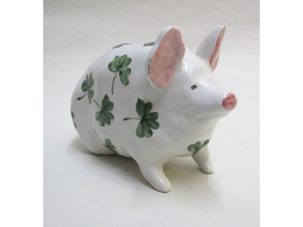 Appraisal: A Wemyss Ware piglet painted with shamrocks impressed R H