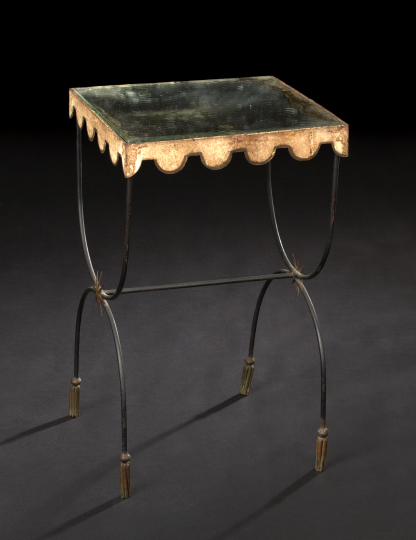 Appraisal: Unusual Directoire-Style Toile-Peinte and Wrought-Iron Occasional Table late th century