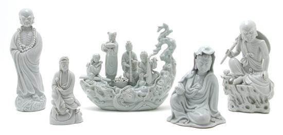 Appraisal: A Group of Five Chinese Blanc de Chine Figures comprised