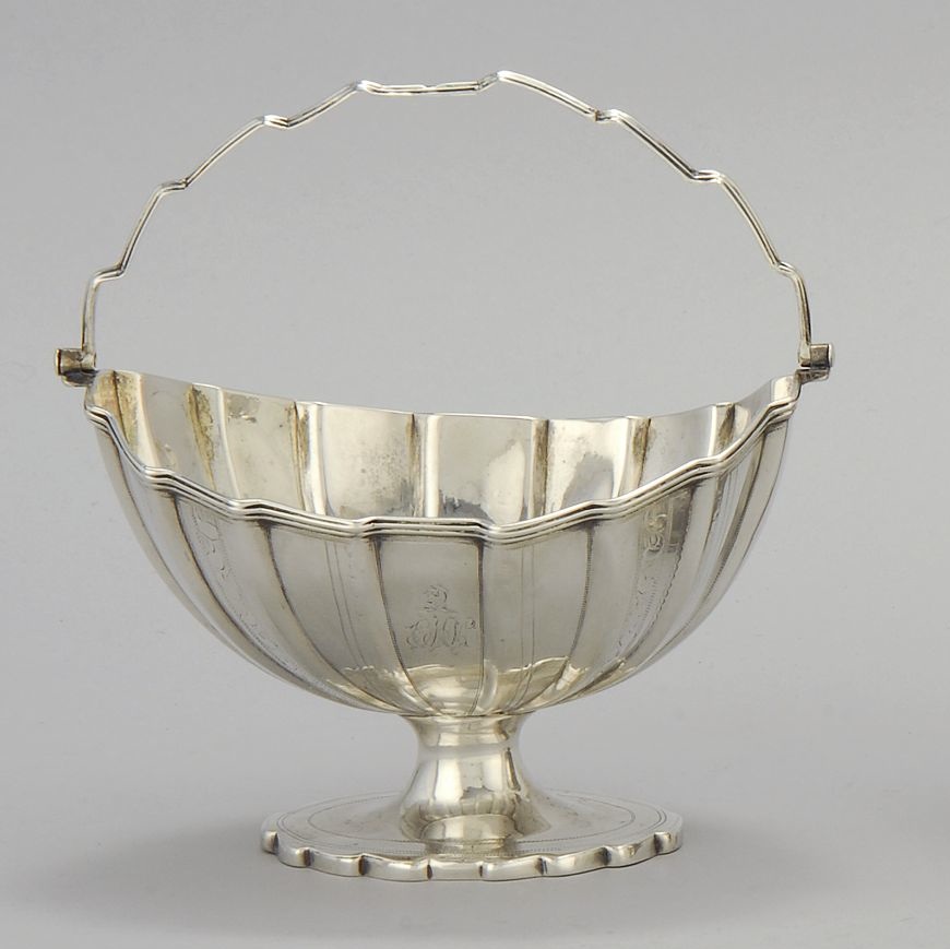 Appraisal: ENGLISH SILVER SWEETMEAT BASKET London In oval pedestal form with