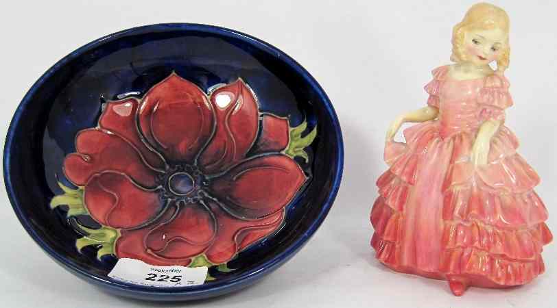 Appraisal: Moorcroft Bowl Decorated in the Anenome Design on Blue Ground