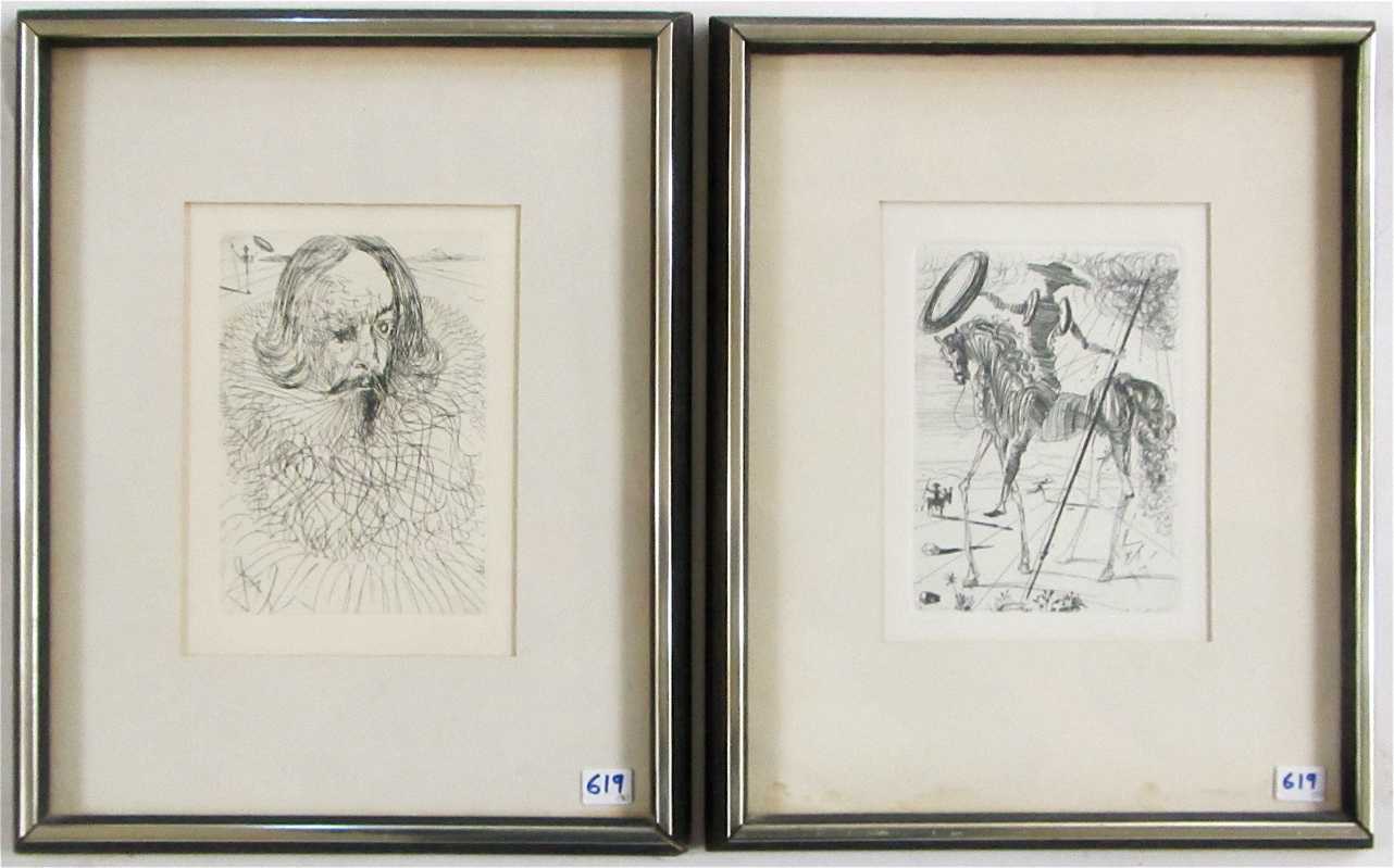 Appraisal: AFTER SALVADOR DALI TWO ETCHINGS Spain - Both Cervantes one