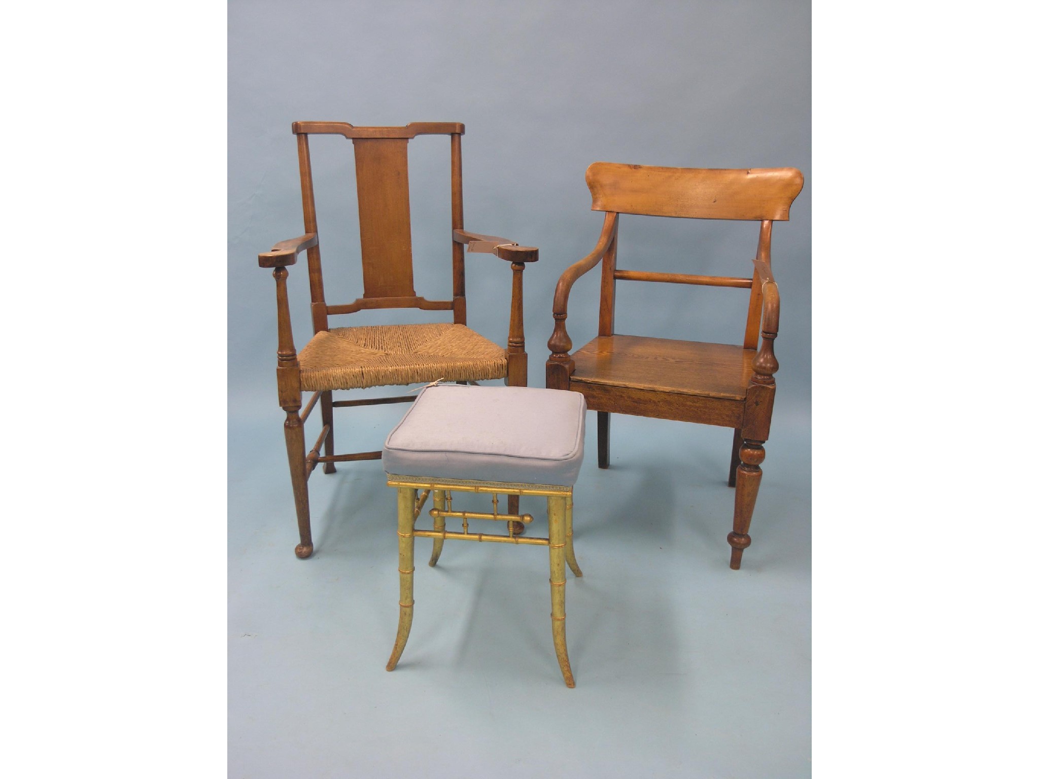 Appraisal: An early Victorian birch bar-back elbow chair with solid ash