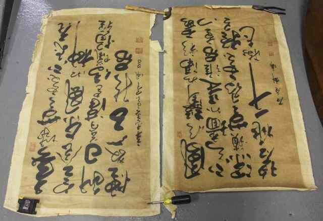 Appraisal: Two Chinese Calligraphy Scrolls Signed with collector seals From a