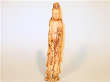 Appraisal: Chinese elephant ivory Quanyin figure late th century Of slight